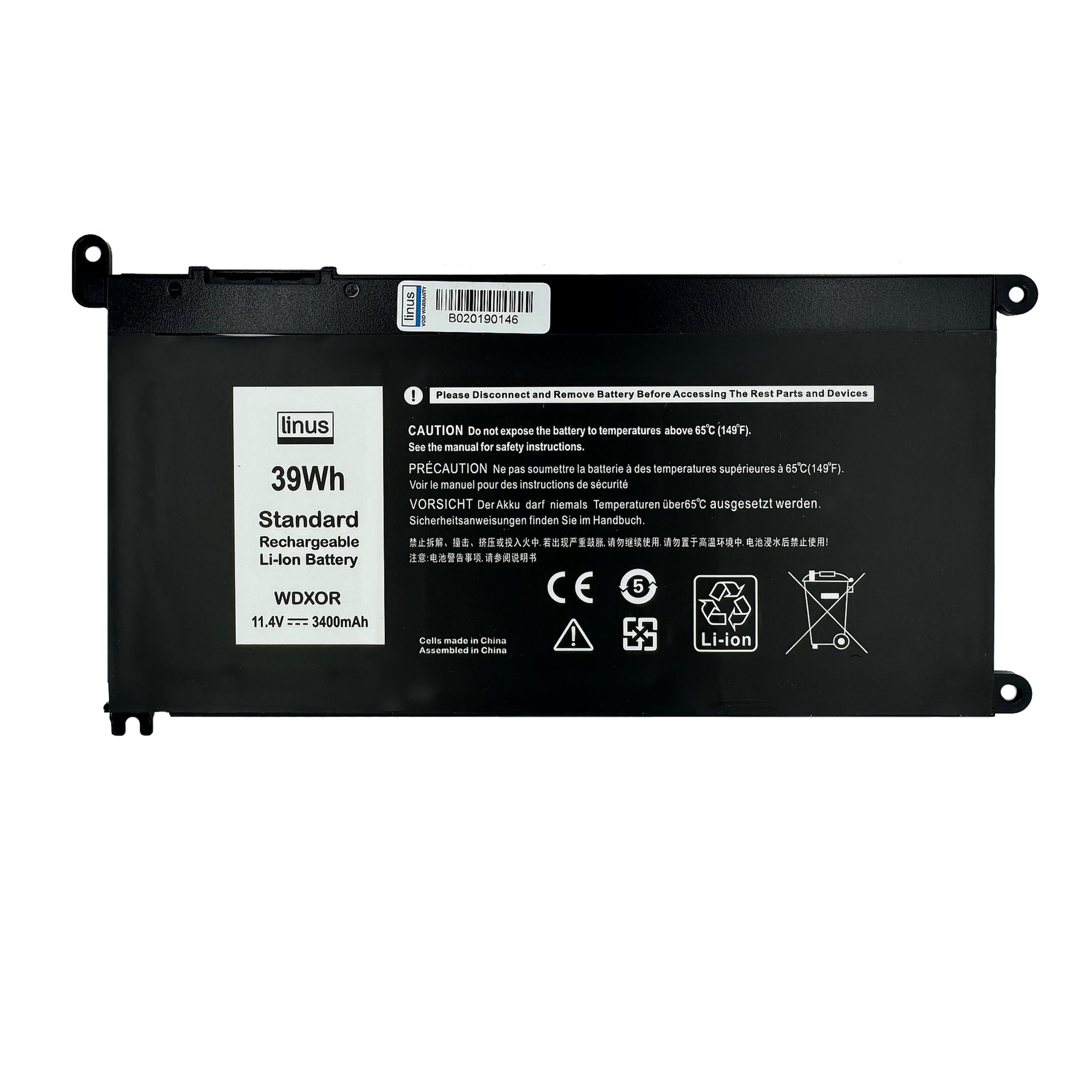102002019 باتري دل DELL BATTERY 5567 WDXOR 3400MAH